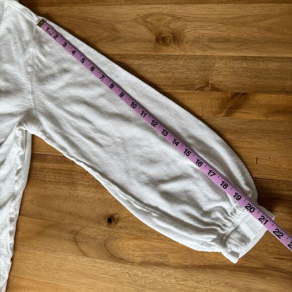 Free People We The Free Tee Oversized Distressed Long Sleeve Top White Medium - Picture 12 of 15